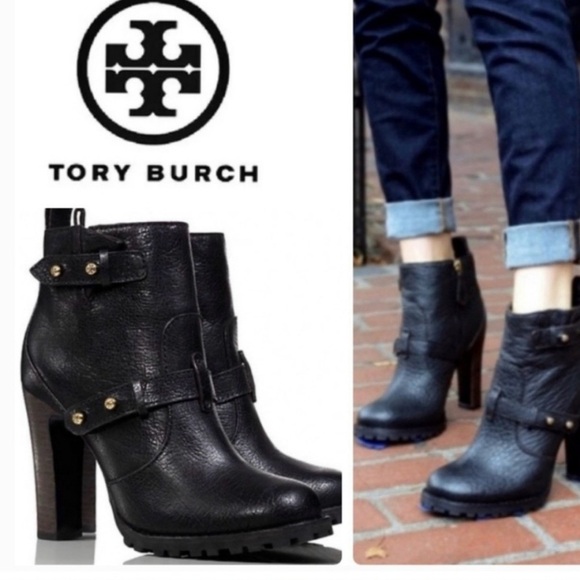Tory Burch Shoes - Tory Burch Dark Brown Heeled Moto Boots size 11